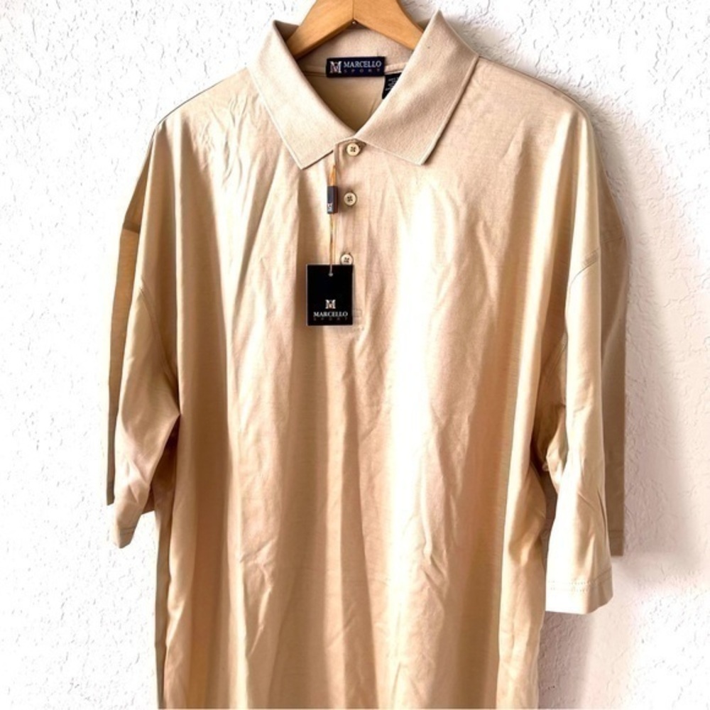 Marcello Sport classic fit khaki short sleeve polo shirt XL